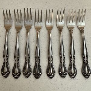 Lifetime Pierrepont Stainless 8 Cocktail Seafood Forks Glossy Japan Flatware
